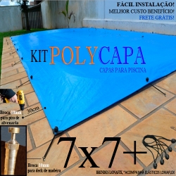 Capa para Piscina América 7x7 + 28 LonaFlex 20cm + 28 LonaFix Proteção